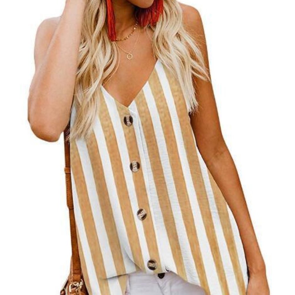 Sleeveless Striped Spaghetti Strap Blouse